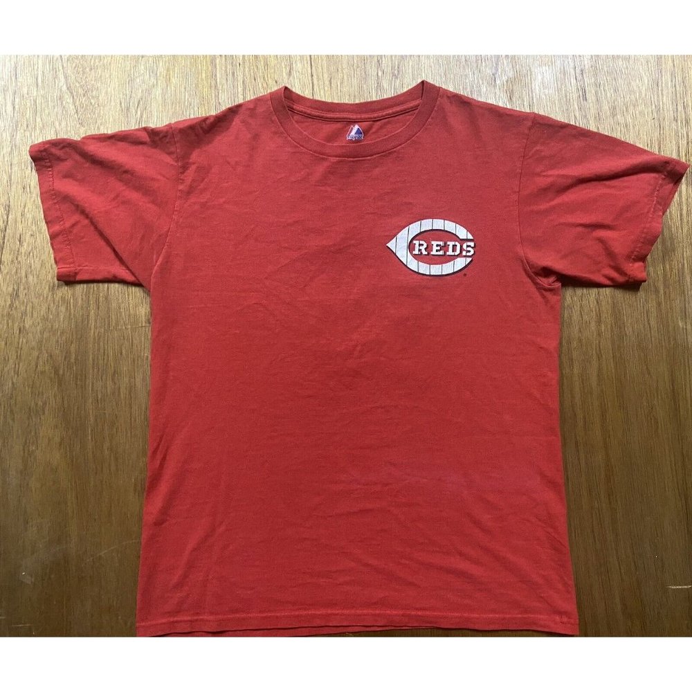 Majestic Chicago Reds Baseball Red Graphic Crew Neck Tee Youth XL